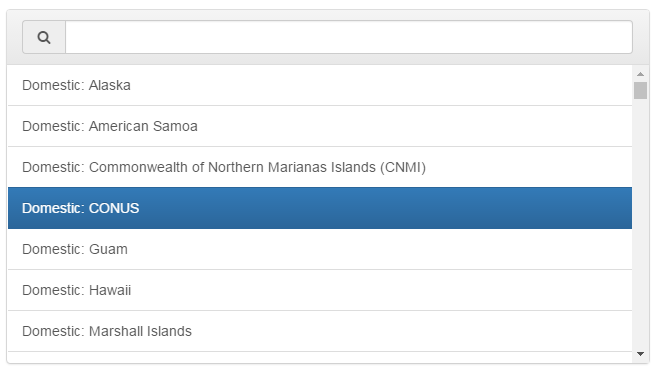 Add Price Dialog: Select Destination Tab: Result List