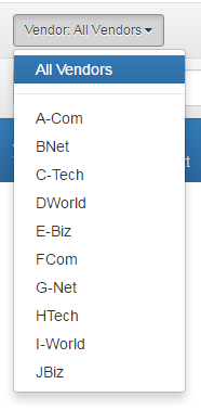 Add Price Dialog: Select Case Number Tab: Vendor Menu